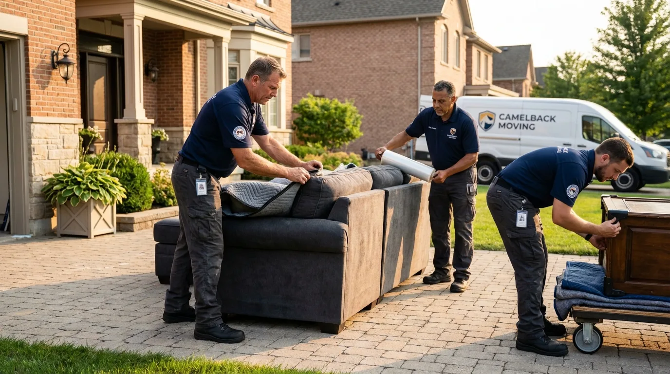 Large estate moving crew wrapping furniture in Moweaqua, IL